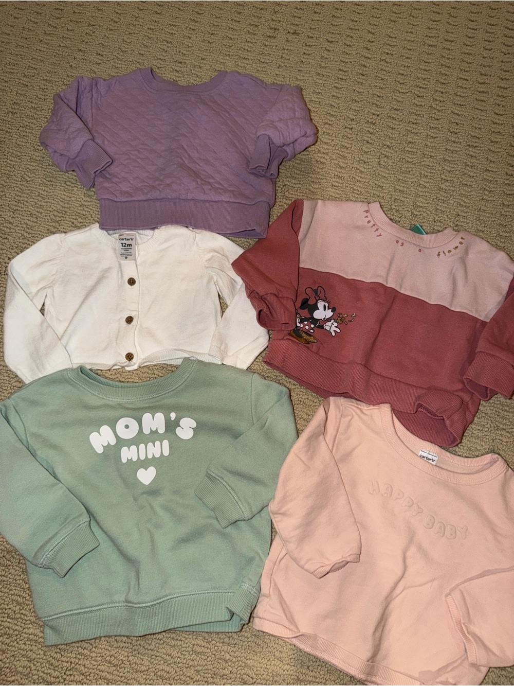 jumping beans/ carters Lavender Quilted Sweatshirt - Pastel Mix